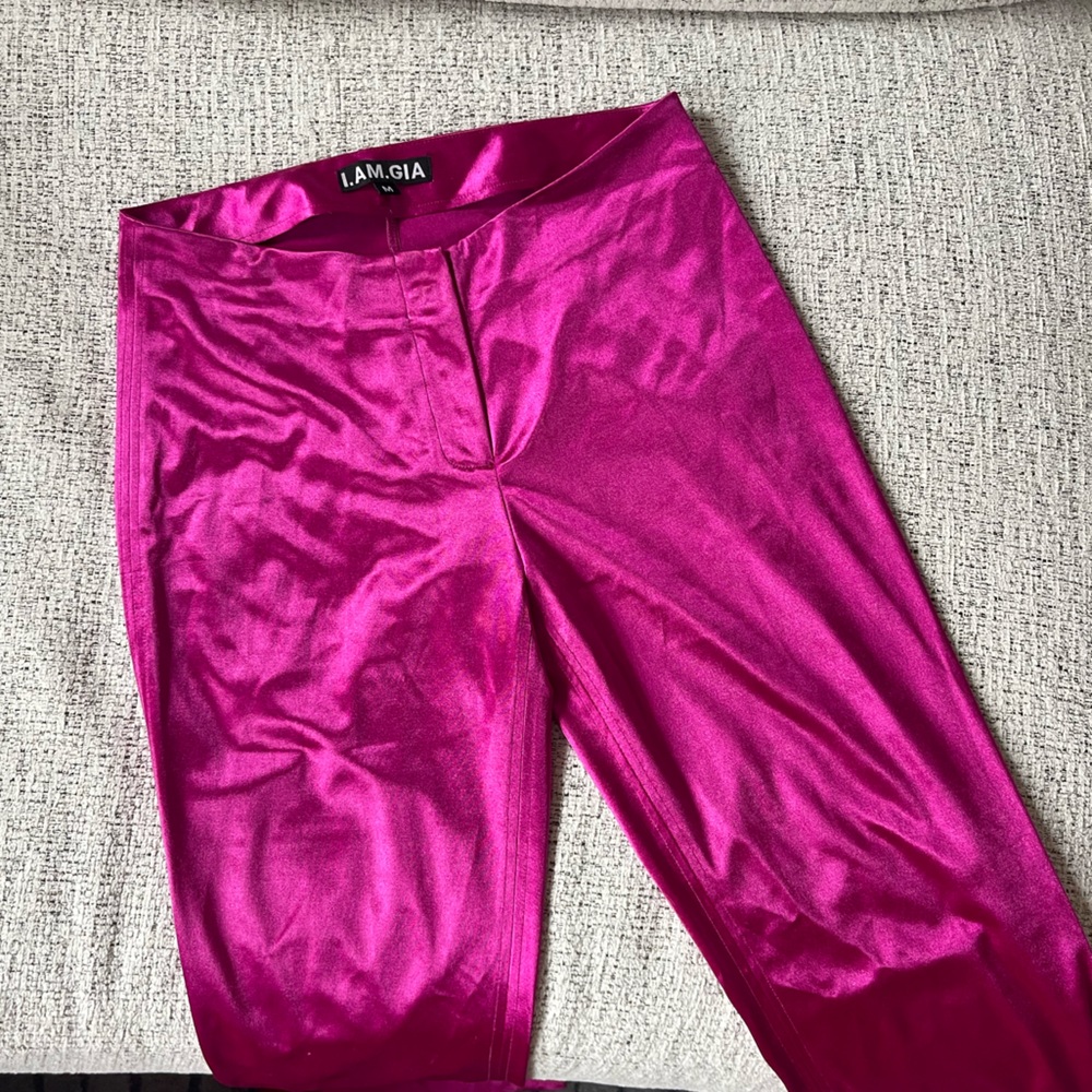 I AM GIA Hot Pink Metallic Flared Pants